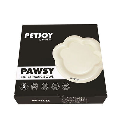 M-Pets Pawsy Seramik Kedi ve Köpek Mama Kabı Beyaz 100 Ml 