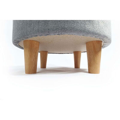 M-Pets Round Elevated Ahşap Ayaklı Kedi Yatağı Gri 47x47x26 Cm 