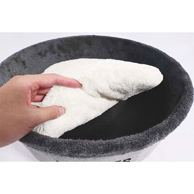 M-Pets Round Elevated Ahşap Ayaklı Kedi Yatağı Gri 47x47x26 Cm 