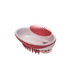 M-Pets - M-Pets Rubeaz Şampuan Hazneli Yıkama ve Masaj Fırçası Kırmızı 11,5x7,5 Cm 