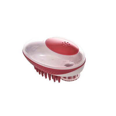 M-Pets Rubeaz Şampuan Hazneli Yıkama ve Masaj Fırçası Kırmızı 11,5x7,5 Cm 