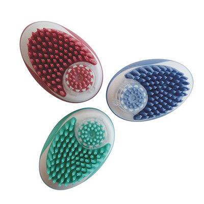 M-Pets Rubeaz Şampuan Hazneli Yıkama ve Masaj Fırçası Kırmızı 11,5x7,5 Cm 