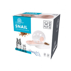 M-Pets - M-Pets Snail Hazneli Kedi ve Köpek Mama ve Su Kabı Pembe 2800 Ml 