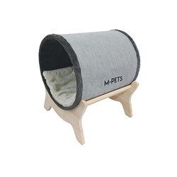 M-Pets - M-Pets Tunnel Elevated Ahşap Ayaklı Kedi Yatağı Gri 47x47x26 Cm 
