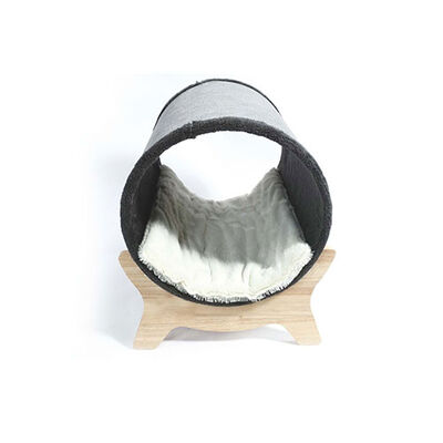 M-Pets Tunnel Elevated Ahşap Ayaklı Kedi Yatağı Gri 47x47x26 Cm 