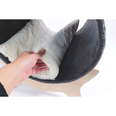 M-Pets Tunnel Elevated Ahşap Ayaklı Kedi Yatağı Gri 47x47x26 Cm 