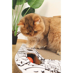 M-Pets Urban Style Freestyle Kedi Karton Tırmalama Tahtası Siyah Beyaz 50x30 Cm - Thumbnail