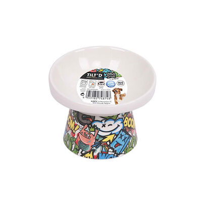M-Pets Urban Style Seramik Kedi Mama ve Su Kabı Color Mix 150 Ml 10,5x10,6x8 Cm 