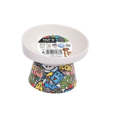 M-Pets Urban Style Seramik Kedi Mama ve Su Kabı Color Mix 250 Ml 12x12,5x9,5 Cm 