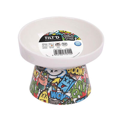 M-Pets Urban Style Seramik Kedi Mama ve Su Kabı Color Mix 350 Ml 14,5x14,5x11,5 Cm 