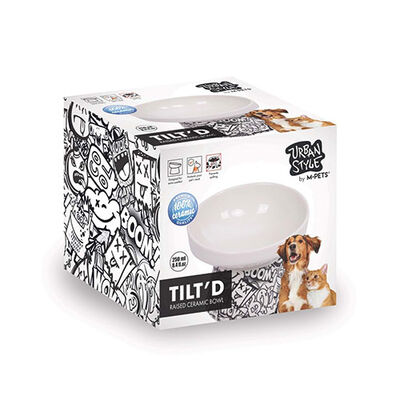 M-Pets Urban Style Seramik Kedi Mama ve Su Kabı Siyah Beyaz 250 Ml 12x12,5x9,5 Cm 