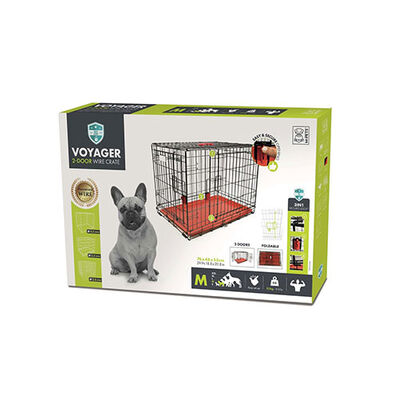M-Pets Voyager 2 Kapılı Köpek Kafesi Medium Kırmızı 76x48x53 Cm 