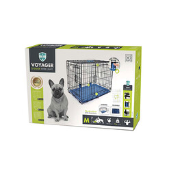 M-Pets - M-Pets Voyager 2 Kapılı Köpek Kafesi Medium Mavi 76x48x53 Cm 