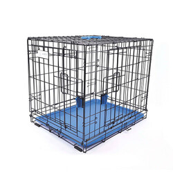 M-Pets Voyager 2 Kapılı Köpek Kafesi Medium Mavi 76x48x53 Cm - Thumbnail
