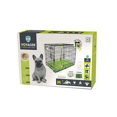 M-Pets Voyager 2 Kapılı Köpek Kafesi Medium Yeşil 76x48x53 Cm 