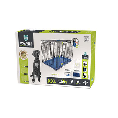M-Pets Voyager 2 Kapılı Köpek Kafesi XXL Mavi 122x76x84 Cm 
