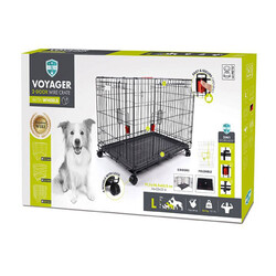 M-Pets - M-Pets Voyager Tekerlekli 2 Kapılı Köpek Kafesi Large Siyah 91x58x63 Cm 