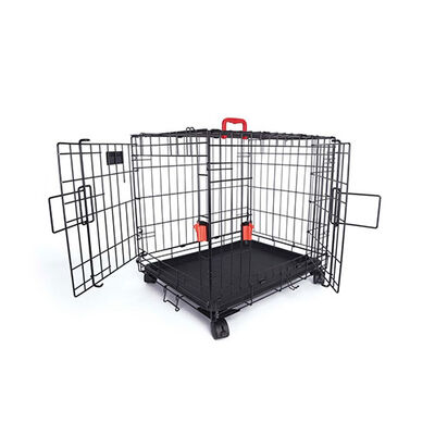 M-Pets Voyager Tekerlekli 2 Kapılı Köpek Kafesi Medium Siyah 76x48x53 Cm 