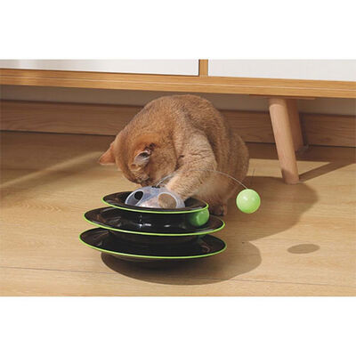 M-Pets Yaylı Dönen Top Kedi Oyuncağı Siyah 25 Cm 