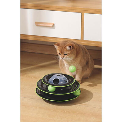 M-Pets Yaylı Dönen Top Kedi Oyuncağı Siyah 25 Cm 