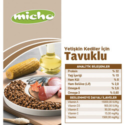 Micho Tavuklu Yetişkin Kedi Maması 15 Kg - Thumbnail