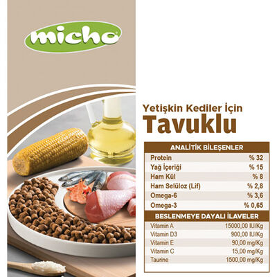 Micho Tavuklu Yetişkin Kedi Maması 15 Kg 