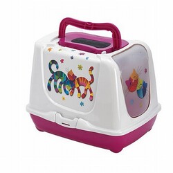 Moderna - Moderna Trendy Friends Kapalı Kedi Tuvaleti Fuşya 57 Cm