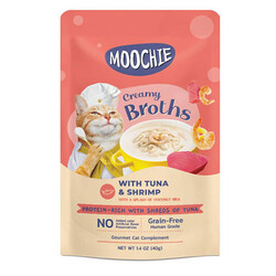 Moochie - Moochie Parça Ton Balık ve Karidesli Tahılsız Kedi Çorbası 40 Gr 