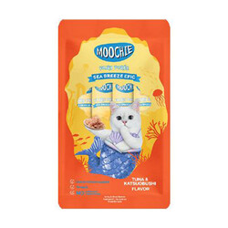 Moochie - Moochie Ton Balıklı ve Katsuobushili Sıvı Kedi Ödül Maması 5x15 Gr 