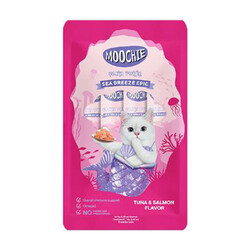 Moochie - Moochie Ton Balıklı ve Somonlu Sıvı Kedi Ödül Maması 5x15 Gr 