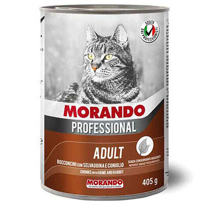 Morando Professional Av Hayvanlı ve Tavşanlı Yetişkin Kedi Konservesi 24 Adet 405 Gr 