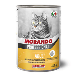 Morando - Morando Professional Tavuklu ve Hindili Yetişkin Kedi Konservesi 24 Adet 405 Gr 