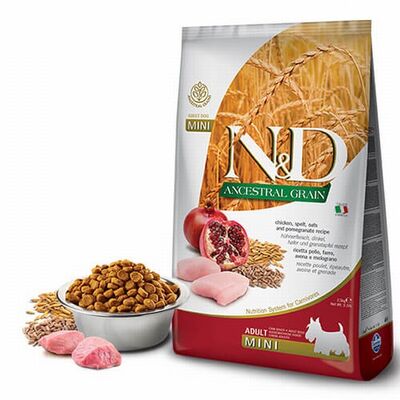 N&D Ancestral Grain Tavuklu Narlı Küçük Irk Düşük Tahıllı Yetişkin Köpek Maması 2,5 Kg 