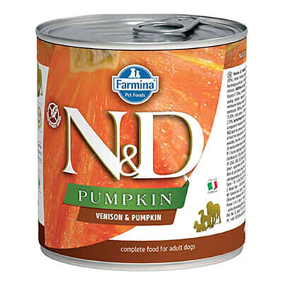 N&D Pumpkin Balkabaklı Geyikli Tahılsız Yetişkin Köpek Konservesi 285 Gr