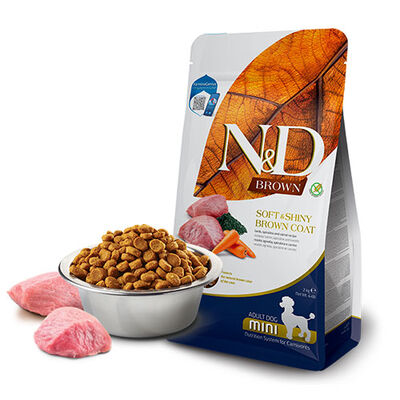 N&D Brown Kuzu Etli Spirulina ve Havuçlu Küçük Irk Yetişkin Köpek Maması 2 Kg 