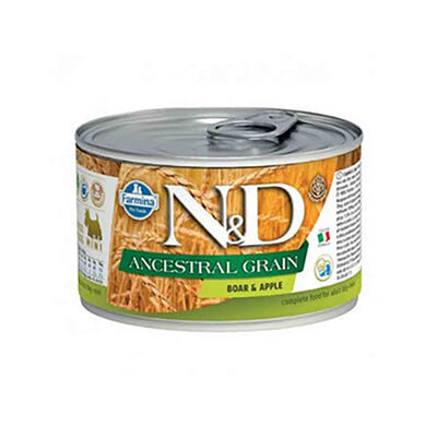 N&D Ancestral Grain Yaban Domuzlu ve Elmalı Küçük Irk Düşük Tahıllı Yetişkin Köpek Konservesi 140 Gr