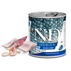 ND - N&D Ocean Levrek ve Mürekkep Balıklı Yetişkin Köpek Konservesi 6 Adet 285 Gr 