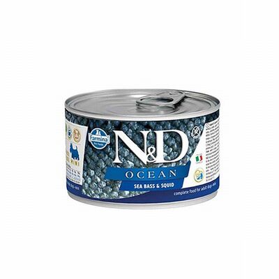 N&D Ocean Levrek ve Mürekkep Balıklı Küçük Irk Tahılsız Yetişkin Köpek Konservesi 140 Gr 