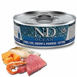 ND - N&D Ocean Pumpkin Balkabaklı Morina Balıklı Karidesli Tahılsız Yavru Kedi Konservesi 80 Gr 