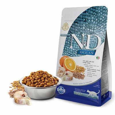 N&D Ocean Morina Balıklı Portakallı Düşük Tahıllı Yetişkin Kedi Maması 5 Kg 
