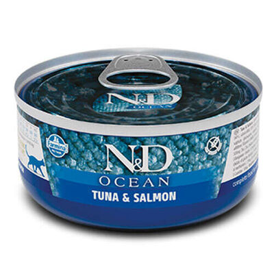 N&D Ocean Ton Balıklı Somonlu Tahılsız Yetişkin Kedi Konservesi 6 Adet 70 Gr 