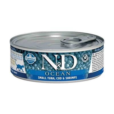 N&D Ocean Ton,Morina Balığı Ve Karidesli Yetişkin Kedi Konservesi