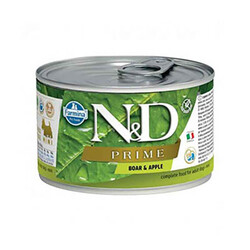ND - N&D Prime Yaban Domuzlu ve Elmalı Küçük Irk Tahılsız Yetişkin Köpek Konservesi 140 Gr