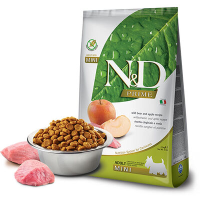 N&D Prime Yaban Domuzlu Elmalı Küçük Irk Tahılsız Yetişkin Köpek Maması 7 Kg 