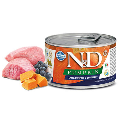 N&D Pumpkin Balkabaklı Kuzulu Yaban Mersinli Küçük Irk Tahılsız Yetişkin Köpek Konservesi 6 Adet 140 Gr 
