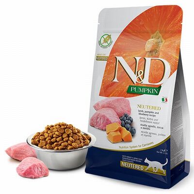 N&D Pumpkin Balkabaklı Kuzulu Yaban Mersinli Tahılsız Kısırlaştırılmış Kedi Maması 1,5 Kg 