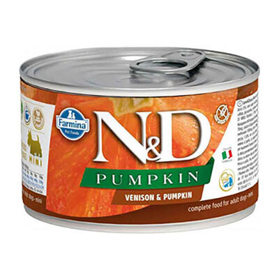 N&D Pumpkin Balkabaklı ve Geyikli Küçük Irk Tahılsız Yetişkin Köpek Konservesi 140 Gr