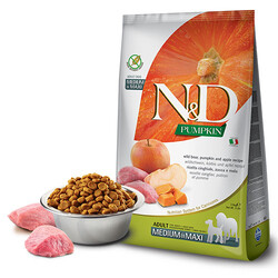 ND - N&D Pumpkin Balkabaklı Yaban Domuzlu Elmalı Orta ve Büyük Irk Tahılsız Yetişkin Köpek Maması 12 Kg 