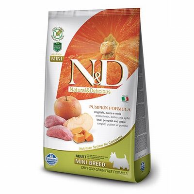 N&D Pumpkin Balkabaklı Yaban Domuzlu Küçük Irk Tahılsız Yetişkin Köpek Maması 7 Kg 