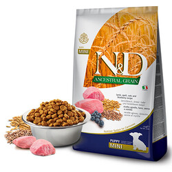 ND - N&D Ancestral Grain Mini Puppy Kuzulu Yaban Mersinli Küçük Irk Düşük Tahıllı Yavru Köpek Maması 800 Gr 